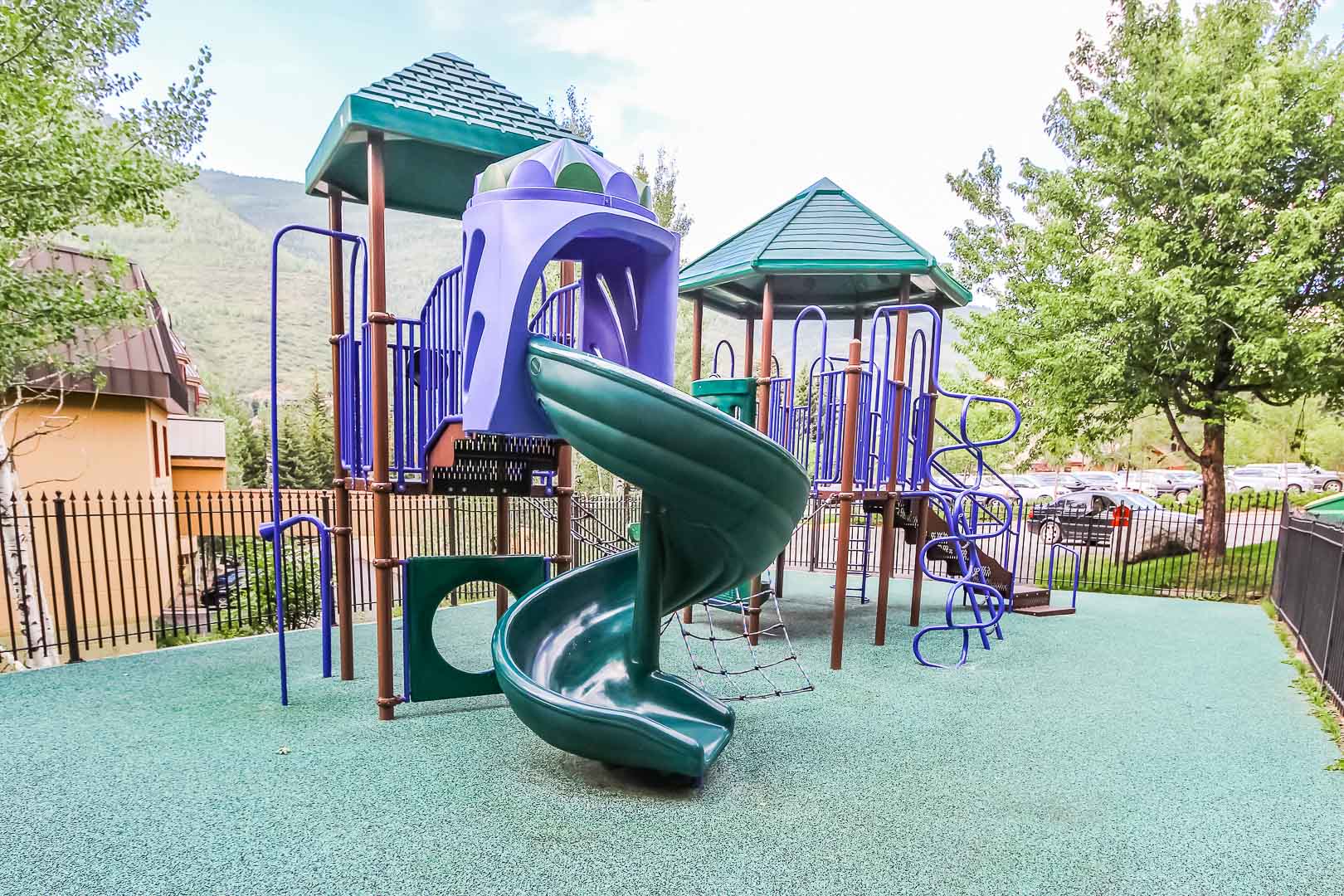 A colorful children's playground at VRI's Cedar at Streamside in Colorado.
